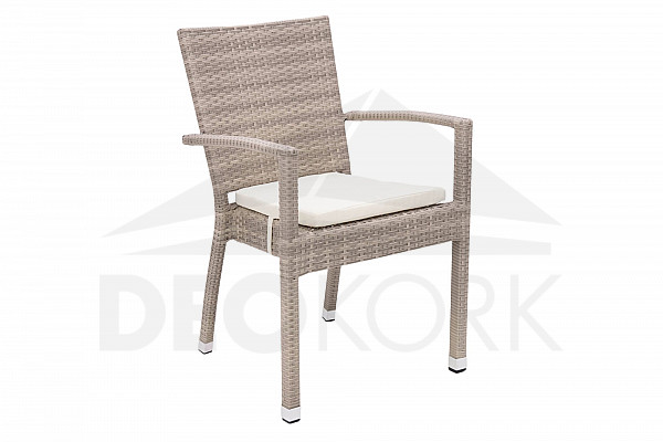 Sitzauflage mit grau-beige Polyrattan Gartenstuhl aus NAPOLI