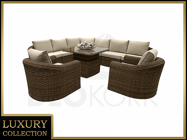 Ecklounge modular aus Polyrattan BORNEO LUXURY für 8 Personen (braun)