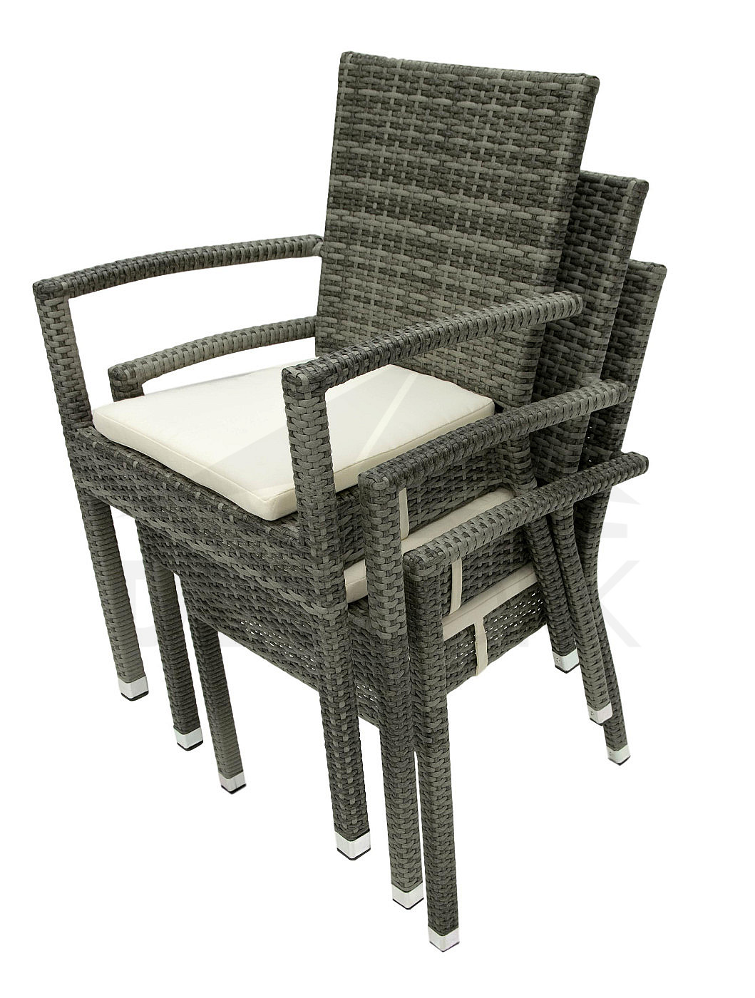 NAPOLI Polyrattan Sitzauflage Gartenstuhl mit aus grau
