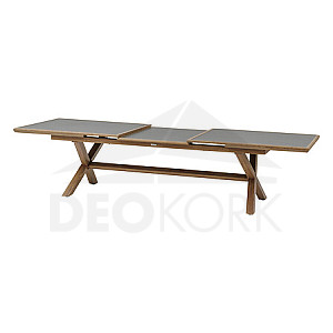 Aluminiumtisch BERGAMO II. 250/330 cm (Anthrazit/Holzdekor)